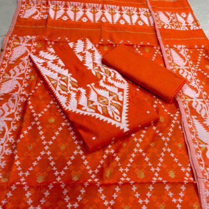 এতিহ্যবাহী তাঁতের হাফ সিল্ক জামদানী