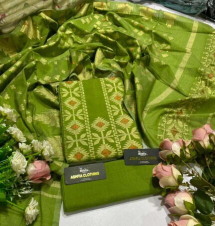 এতিহ্যবাহী তাঁতের হাফ সিল্ক জামদানী